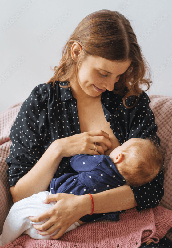 Illustration: mother breastfeeding her infant